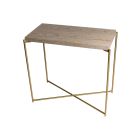 Weathered Oak & Brass Frame Small Console Table by Gillmore
