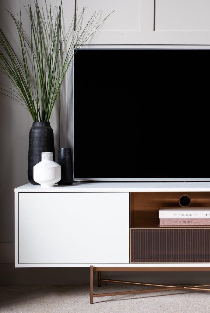 flited glass sideboard with tv